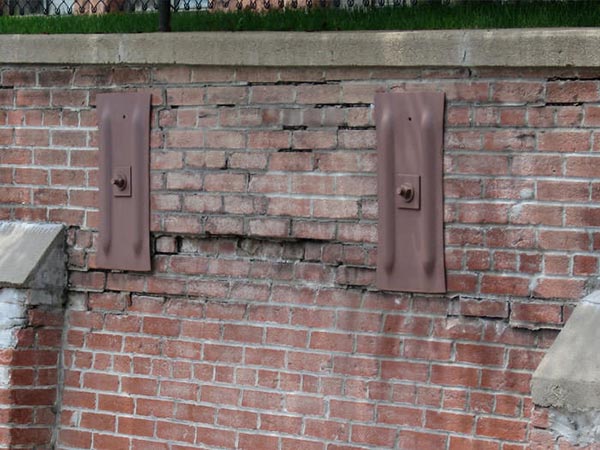 Wall Anchors installed on a brick wall foundation